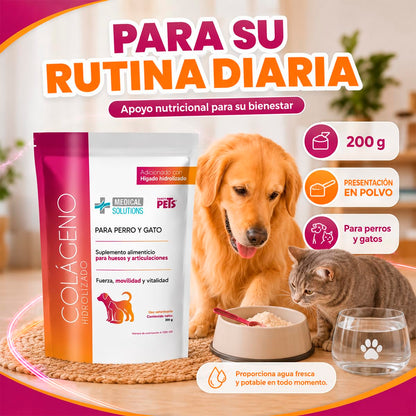 Fancy Pets Medical Solutions Colágeno Hidrolizado para Perros y Gatos - Suplemento para Articulaciones, Huesos y Piel Saludable, 200 g