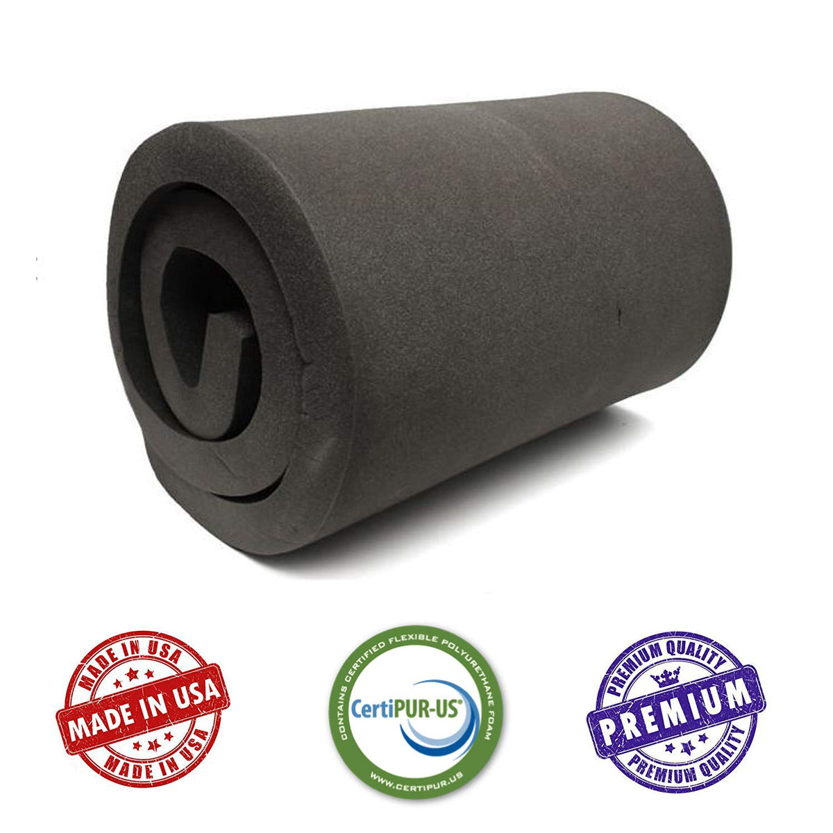 AKTRADING CO. CertiPUR-US - Cojín de Goma de carbón Certificado (reemplazo de Asiento, Acolchado de Espuma, Hoja de tapicería acústica) - 1 Alto x 24 Ancho x 72 Largo