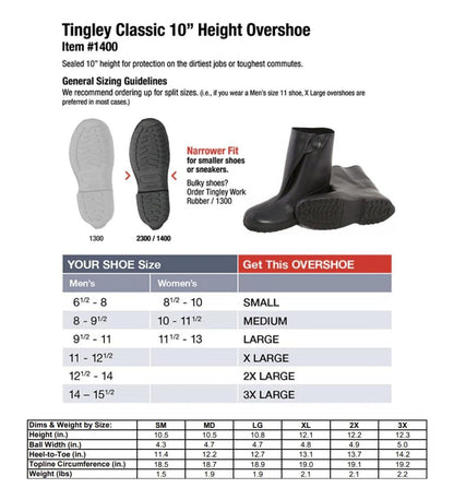 Tingley goma 1400Ã‚ Chanclo de hule de 25.4Ã‚ cm con bota de botón, tamaño mediano, color negro
