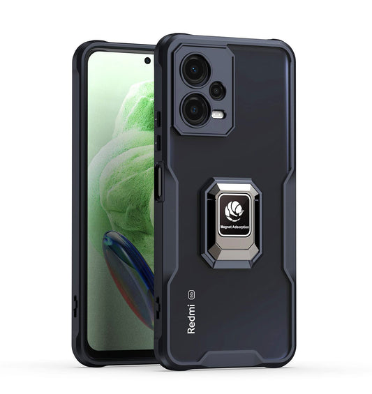 HaroKing Funda para Xiaomi Poco X5 5G,Redmi Note 12 5G, Protectora de cámara, Soporte de Soporte metálico, Clear Back