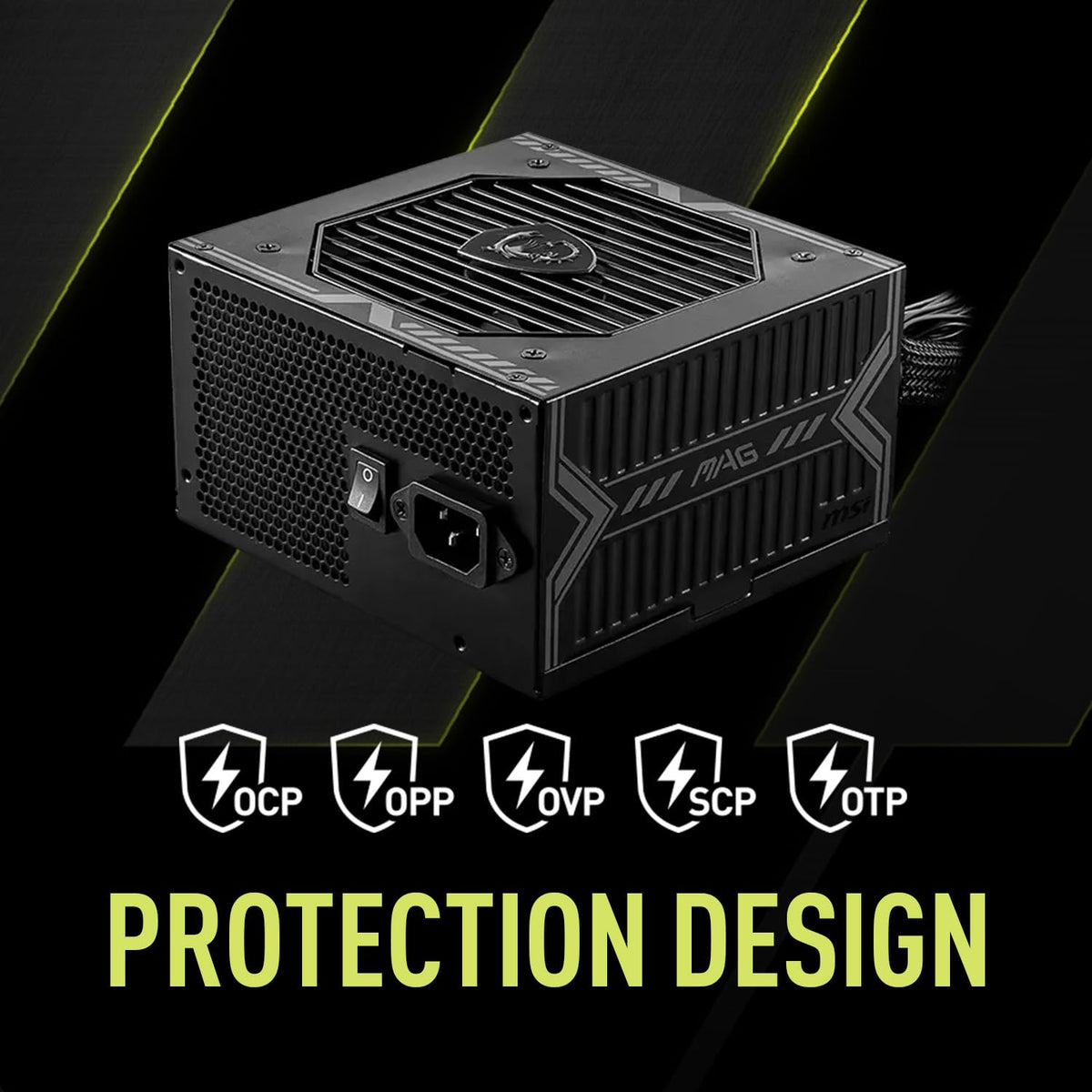 MSI mag A650BE Fuente de alimentación para Juegos - 80 Plus Bronze Certified 650W - Semi-Modular - Fuente ATX de bajo Ruido