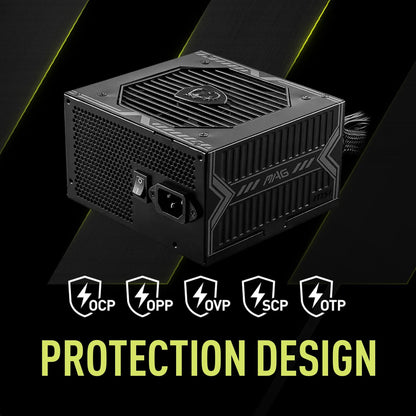 MSI mag A650BE Fuente de alimentación para Juegos - 80 Plus Bronze Certified 650W - Semi-Modular - Fuente ATX de bajo Ruido