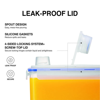 LocknLock - Jarra de agua para puerta de refrigerador, con asa, sin BPA, con tapa de rosca, perfecta para hacer tés y jugos, 1 galón, transparente