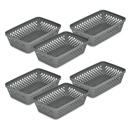 Glad - Juego de cestas de almacenamiento de plástico, bandejas multiusos, contenedores de despensa de cocina y contenedores de baño, paquete de 6 organizadores medianos, color gris - Gris - Mediano