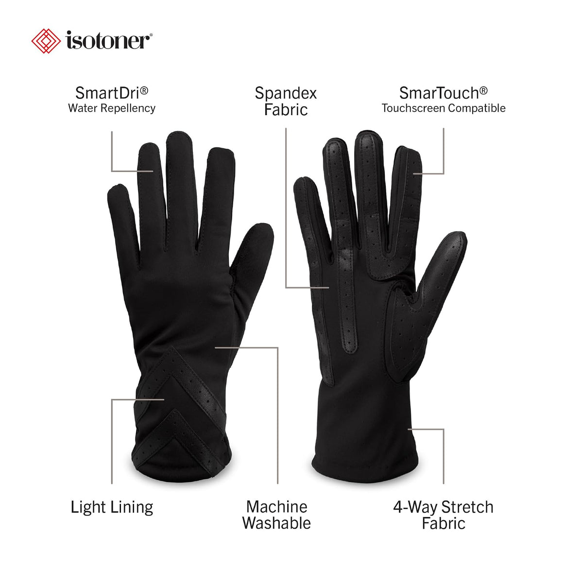 isotoner Guantes de elastano para mujer con visualización táctil para clima frío