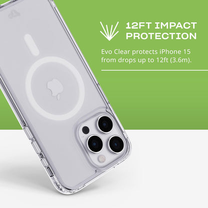 Tech21 EVO - Funda Transparente para iPhone 15 Pro MAX, Compatible con MagSafe, Funda de protección contra Impactos, Transparente