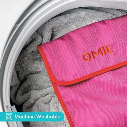 Omielife- Bolsa de almuerzo – lavable, plegable, duradera, resistente al agua, con bolsillo interior y soporte externo para botellas, Rosa