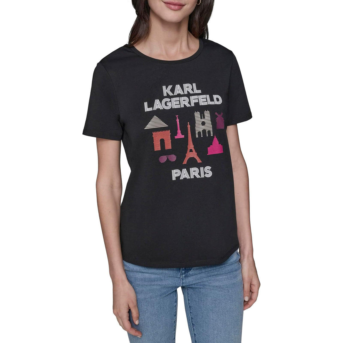 Karl Lagerfeld - Playera Informal Suave con Logotipo Diario para Mujer