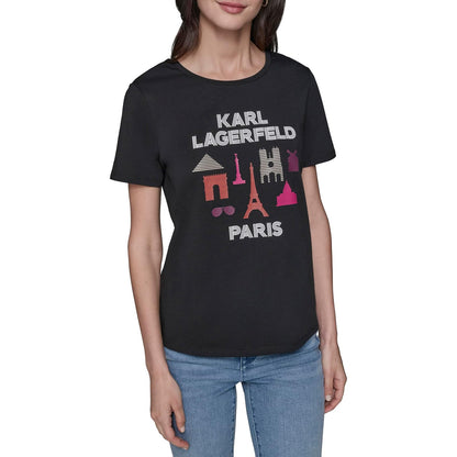 Karl Lagerfeld - Playera Informal Suave con Logotipo Diario para Mujer