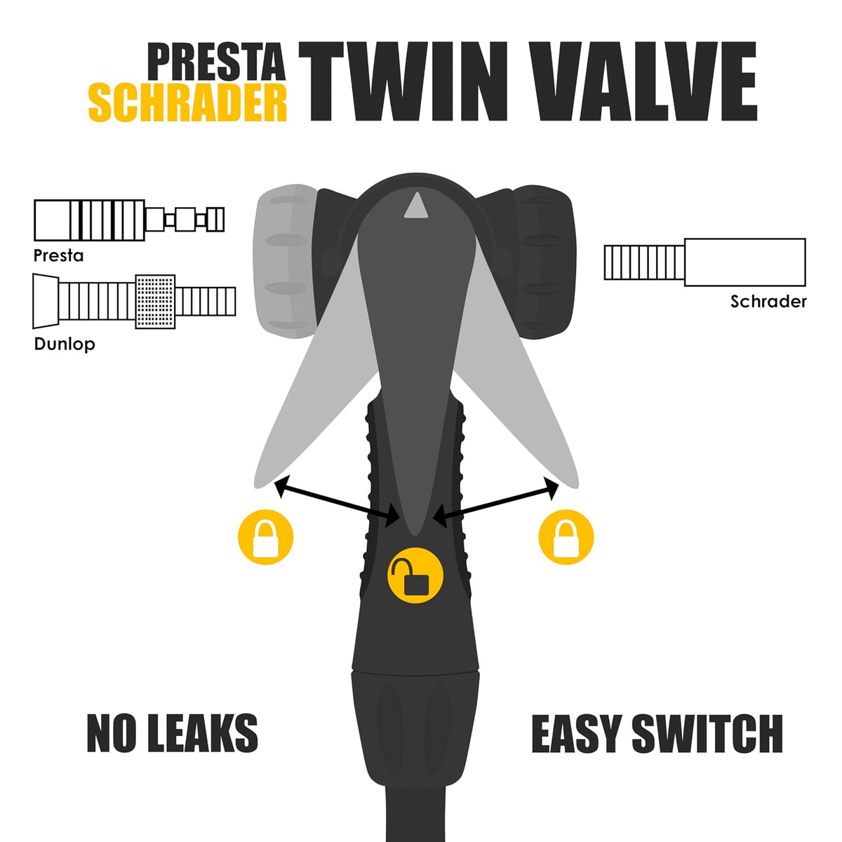 BV - Bomba de Acero Duradera para Bicicleta, Cabeza de válvula Inteligente de 17/24 Pulgadas, 160 PSI, Reversible automáticamente Presta y Schrader