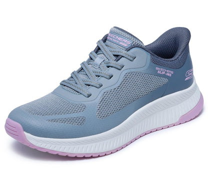 Skechers - Tenis sin Cordones Bobs Squad con Aspecto de 4 Grapas para Mujer - 25.5 cm - Gris Multi