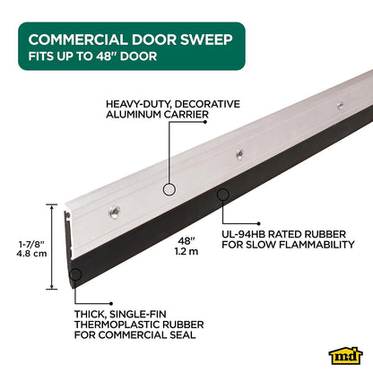M-D Building Products 69604 - Barrido de puerta para todas las estaciones, aluminio resistente, ideal para uso residencial y comercial, fácil instalación con sello de goma pesado, garantiza comodidad
