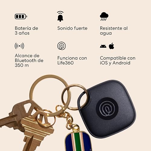 Life360 Tile - Localizador Bluetooth, localizador de Llaves y localizador de Objetos para Llaves, Bolsos y Mucho más.Compatible con iOS y Android. Paquete de 4 (Negro)