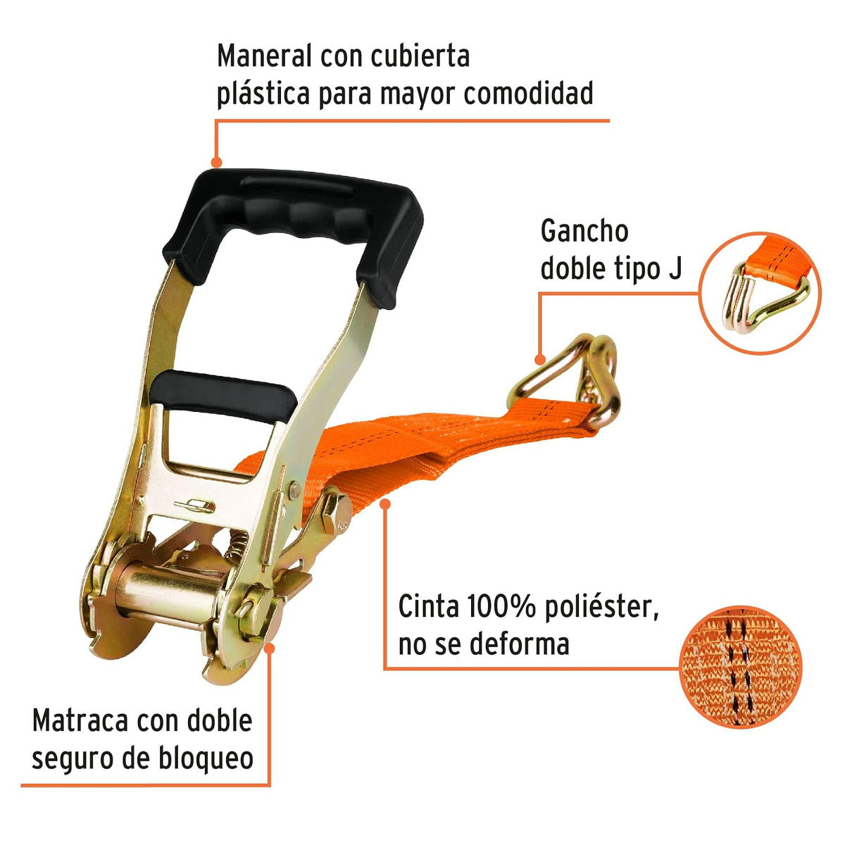 Truper SU-5000C, Sujetadores con matraca, carga máxima 5000 kg