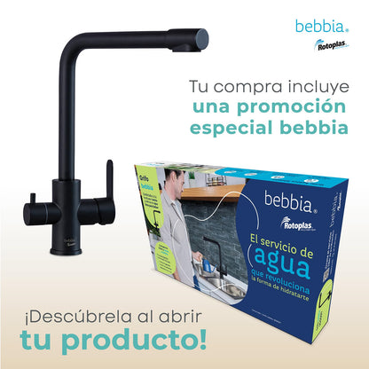 ROTOPLAS BEBBIA GRIFO PARA COCINA BEBBIA 3 VÍAS PARA AGUA PURIFICADA (NEGRO MATE RECTO)