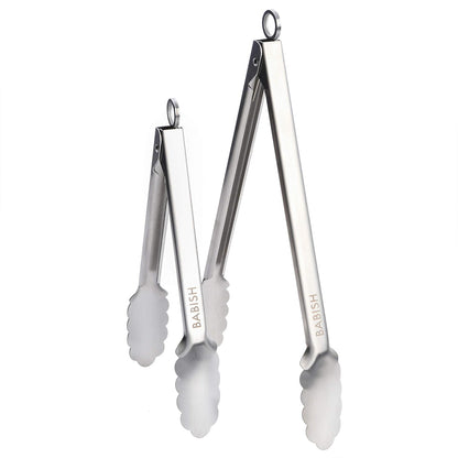 Babish - Juego de pinzas de cocina con bloqueo de 30,5 cm y 22,8 cm, acero inoxidable