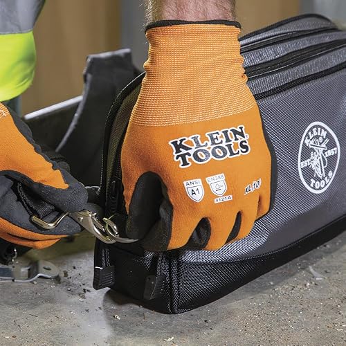 Klein Tools - Bolsa de herramientas de doble compartimento, organizador de bolsas de herramientas resistente, bolsa multiusos