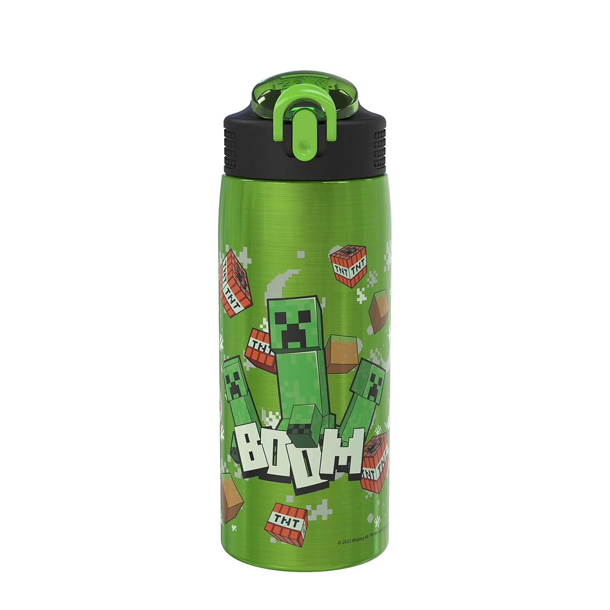 Zak Designs Botella de Agua Acero Inoxidable 19 oz con Bucle - minecraft