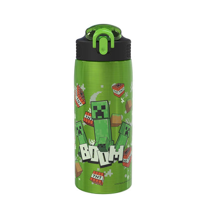 Zak Designs Botella de Agua Acero Inoxidable 19 oz con Bucle - minecraft
