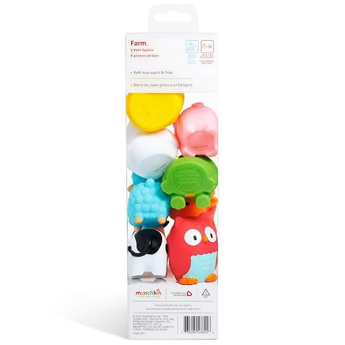 Munchkin Animalitos de Granja para Bañera 8 Piezas, Multicolor