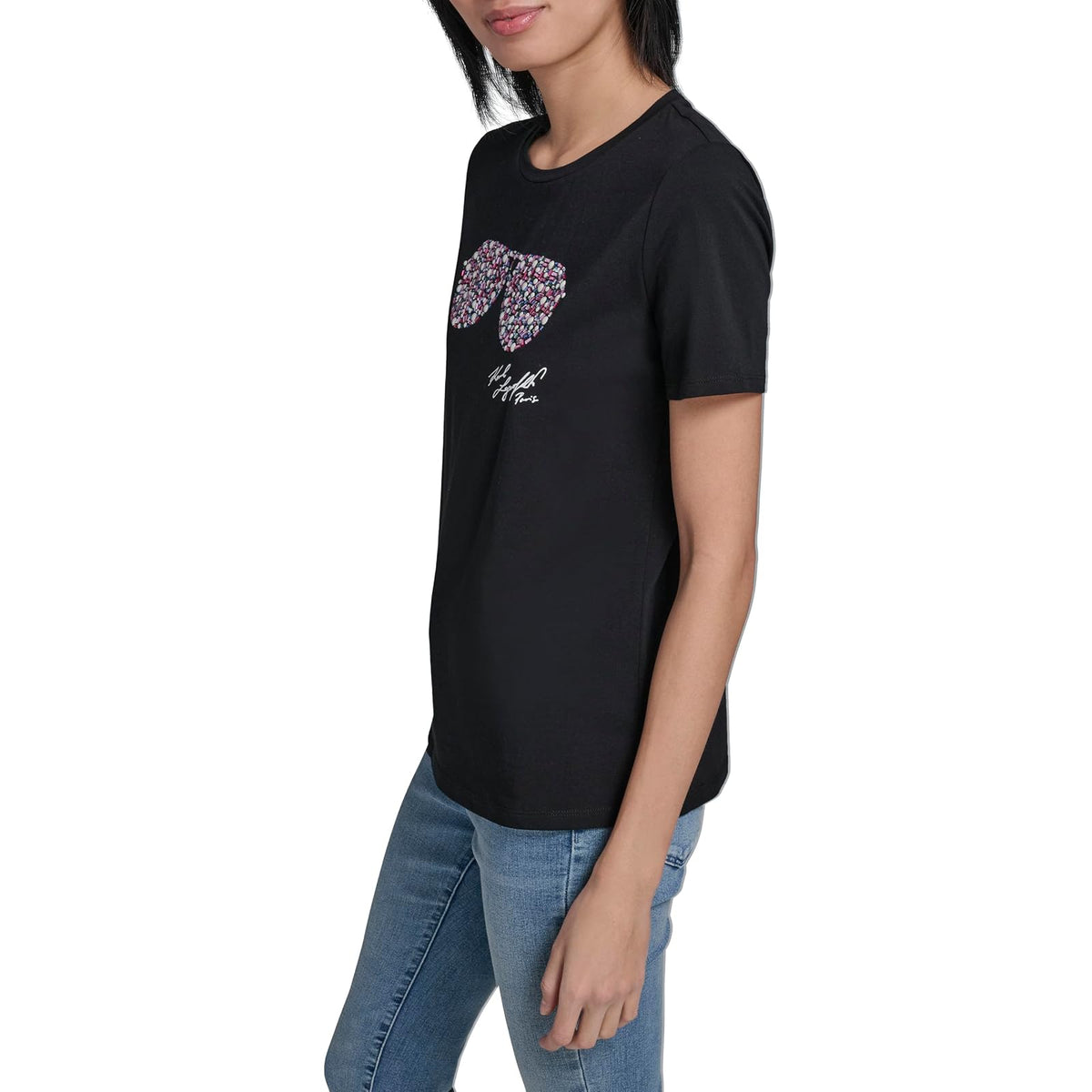 Karl Lagerfeld - Playera de Manga Corta con Cuello Redondo para Mujer