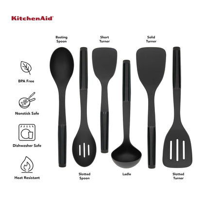 KitchenAid - Juego de herramientas universal, 6 piezas, color negro