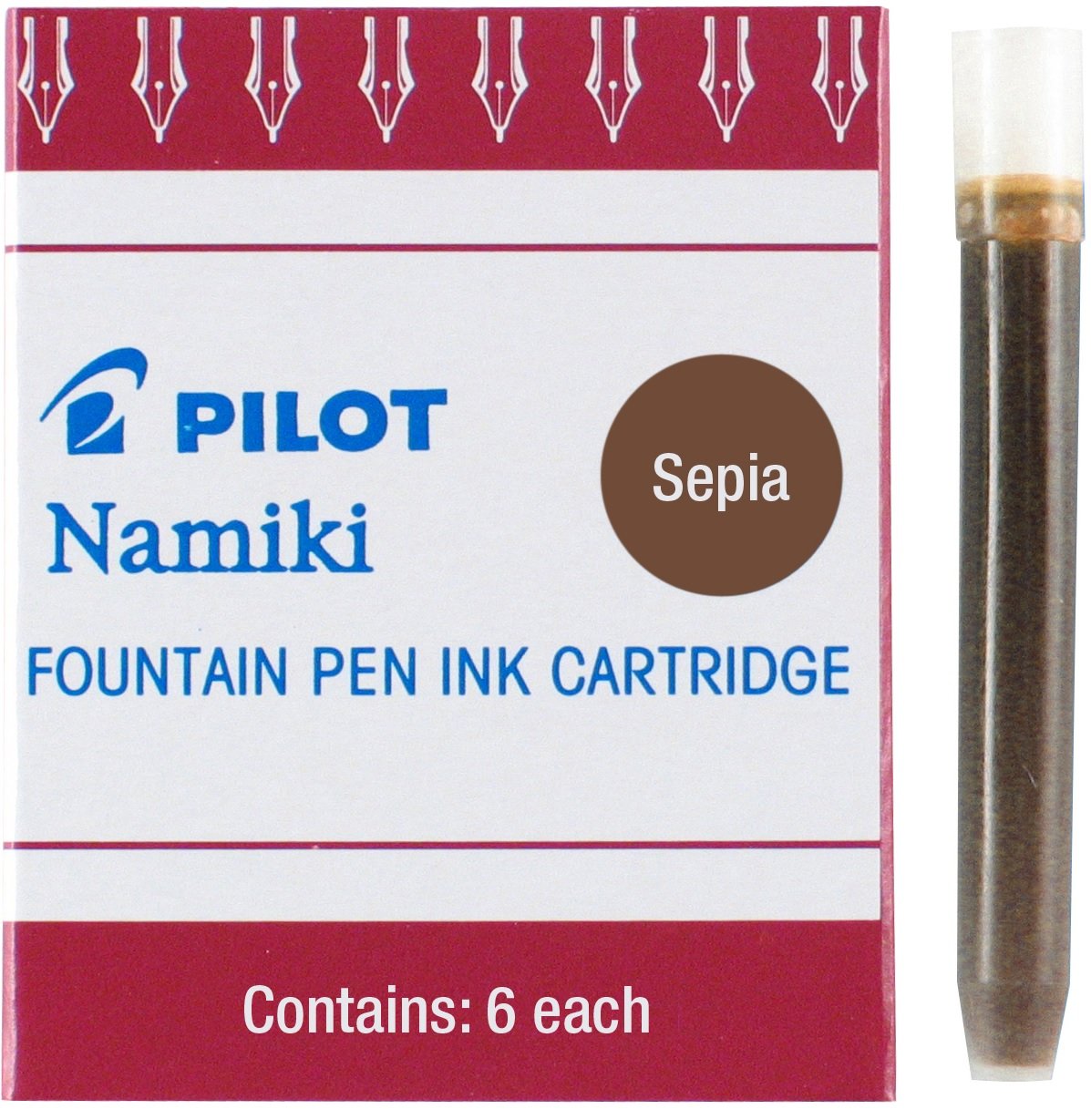 Pilot Namiki IC50 Cartucho de tinta para pluma estilográfica, Sepia, Pacquete 6 + IC50, Repuesto, Tinta Líquida Verde, Cartucho, Caja 1 Caja c/u 6 Cartuchos (69003)
