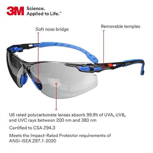 3M Solus 1000 Series - Lentes protectores con revestimiento antivaho Scotchgard, Negro/Azul, Una talla