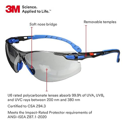3M Solus 1000 Series - Lentes protectores con revestimiento antivaho Scotchgard, Negro/Azul, Una talla