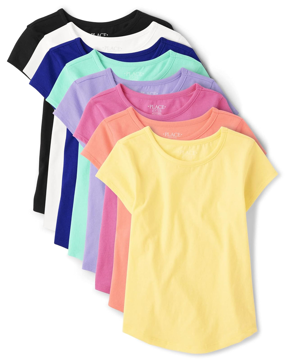 The Children's Place Playera Cola de Camisa para Niña - Rosa francesa, paquete de 8 - XS