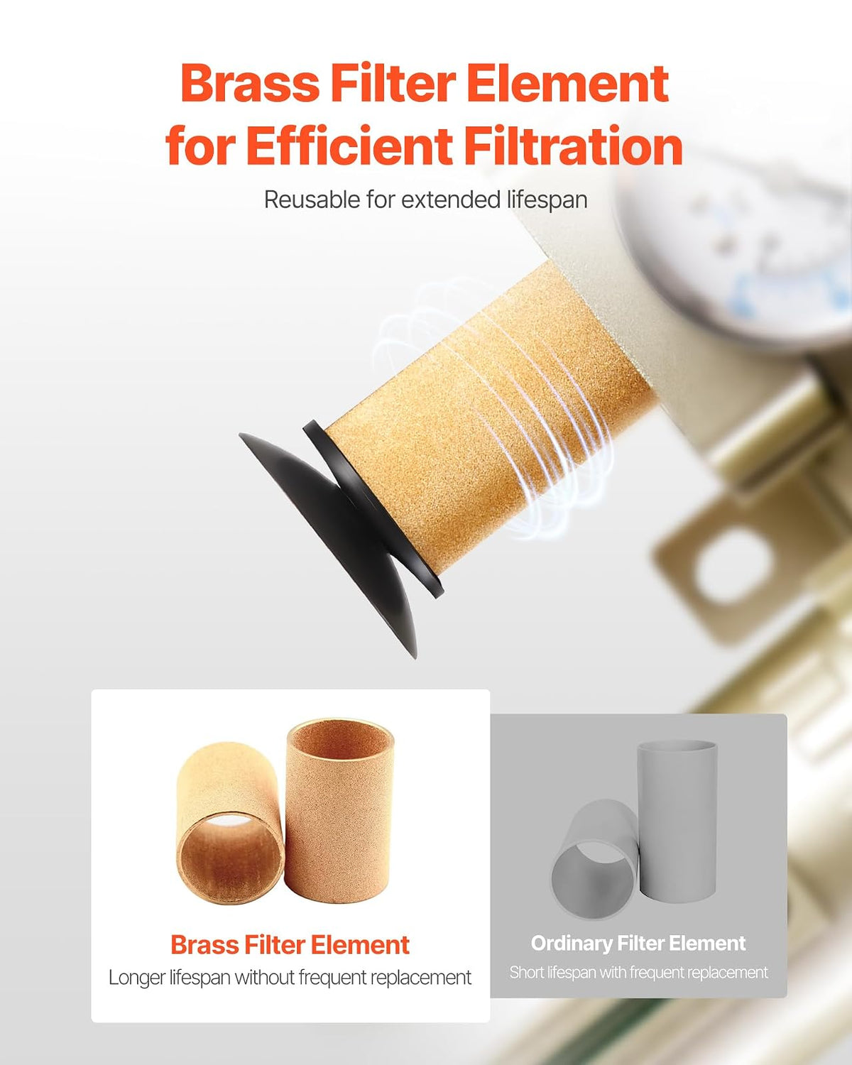 VEVOR Regulador de filtro para compresor de aire, 3/4" NPT, 3 etapas, 5 μm, 0,3 μm y 0,1 μm, sistema de secado con filtros de micrones y secador desecante, separador de agua con drenaje automático