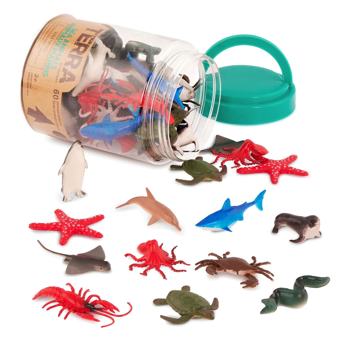 Battat Terra Figuras de Animales en Miniatura – Set de 10 Piezas en Tubo - Animales marinos