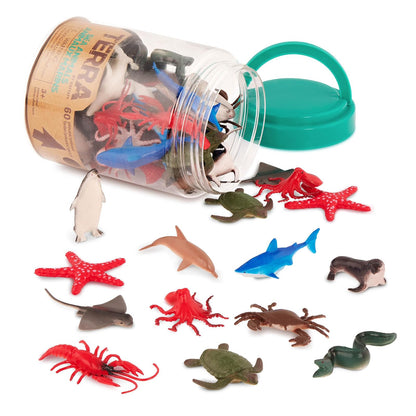 Battat Terra Figuras de Animales en Miniatura – Set de 10 Piezas en Tubo - Animales marinos