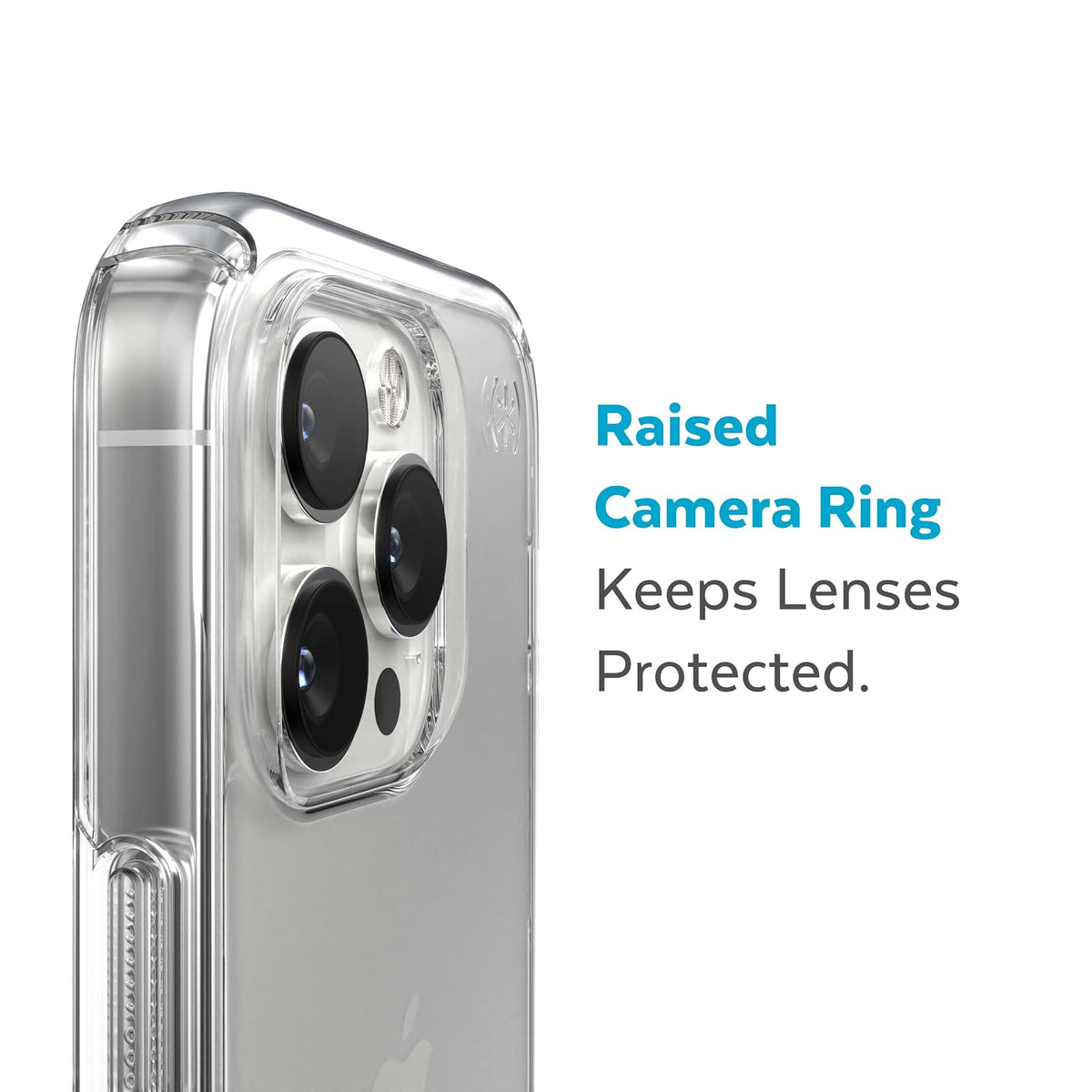 Speck Presidio Perfect Clear Funda Compatible con iPhone 14 Pro, Protección Caídas 4m, Bisel Elevado, Protección Antimicrobiana - Transparente