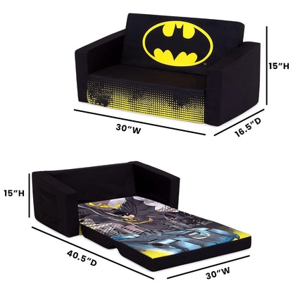 Delta Children - Sofá plegable Batman Cozee, sofá convertible 2 en 1 a tumbona para niños de