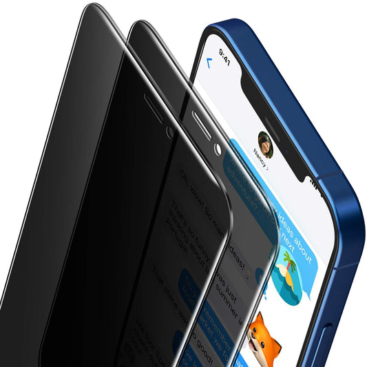 ORIbox Protector de visualización de vidrio de privacidad para iPhone 12 Pro Max, 2 paquetes de protectores de visualización de vidrio templado antiburbujas Anty-Spy