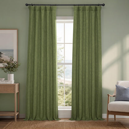 Half Price Drapes Cortina de Lino Sintético, Panel Individual - 127An x 274.3Al cm (1 Paneles) - Verde (Tuscany Green)