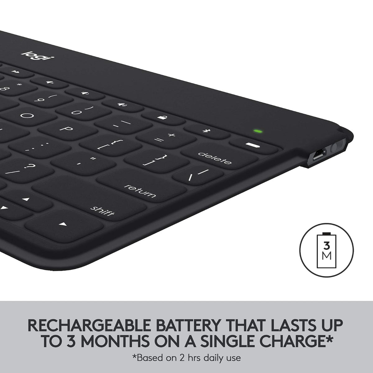 Logitech Teclado Keys-To-Go Fino y Delgado con Bluetooth para iPhone, iPad; Apple TV y Todos los Dispositivos iOS - Negro
