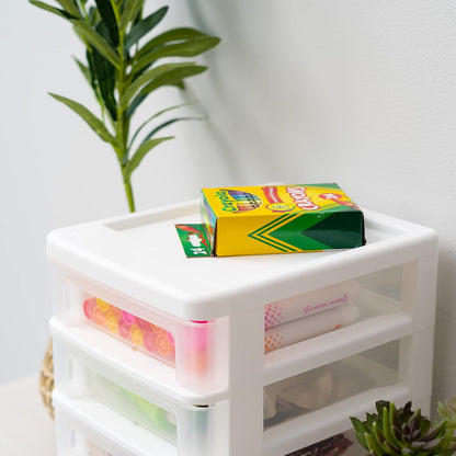 IRIS USA Pequeño Organizador de Escritorio de 4 Cajones, Paquete de 2, Apilable, para Oficina, Escuela, Papelería, Maquillaje, Baño, Suministros Médicos, Almacenamiento Versátil, Blanco