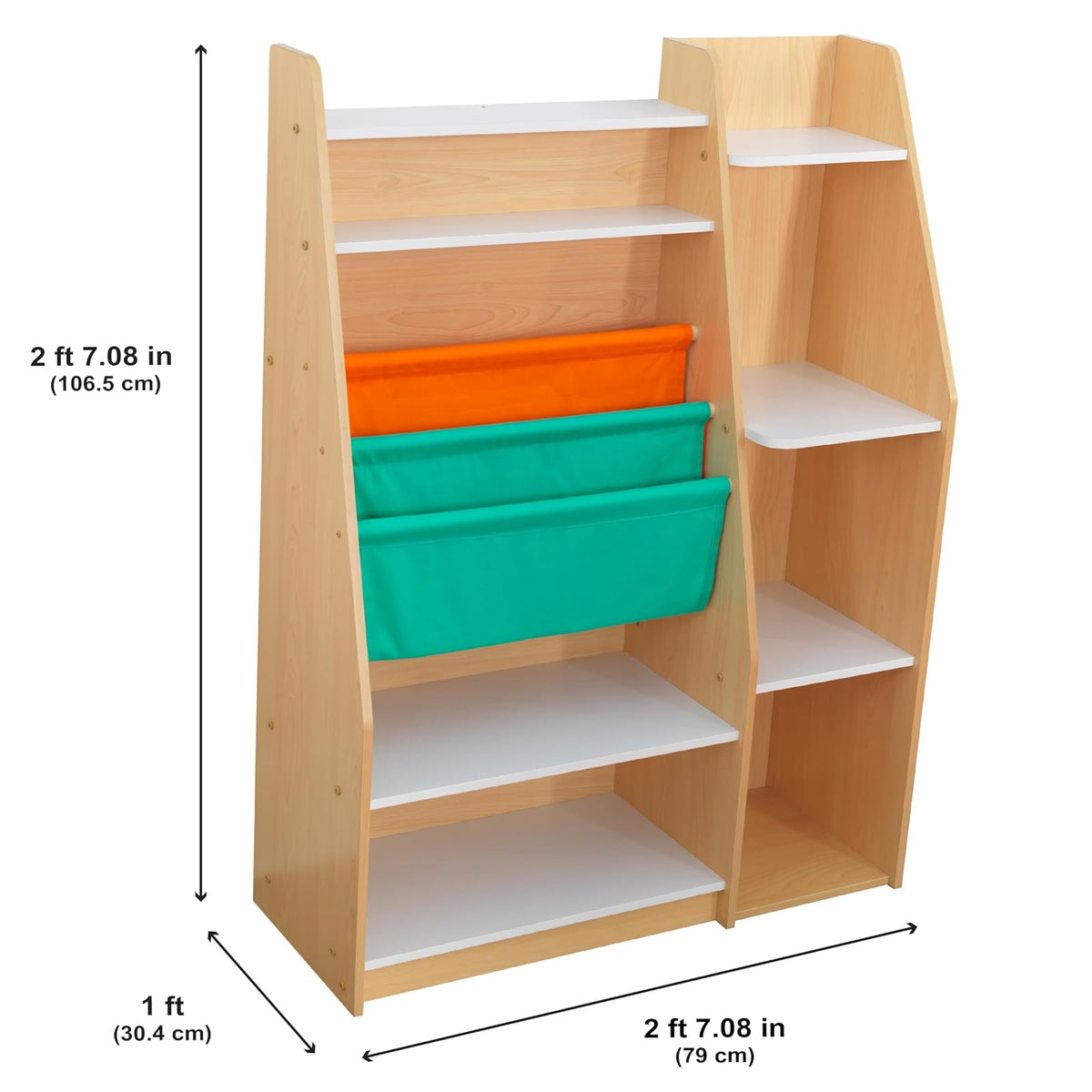 KidKraft - Estantería de Madera de Bolsillo con eslingas y estantes, Muebles para niños, Natural