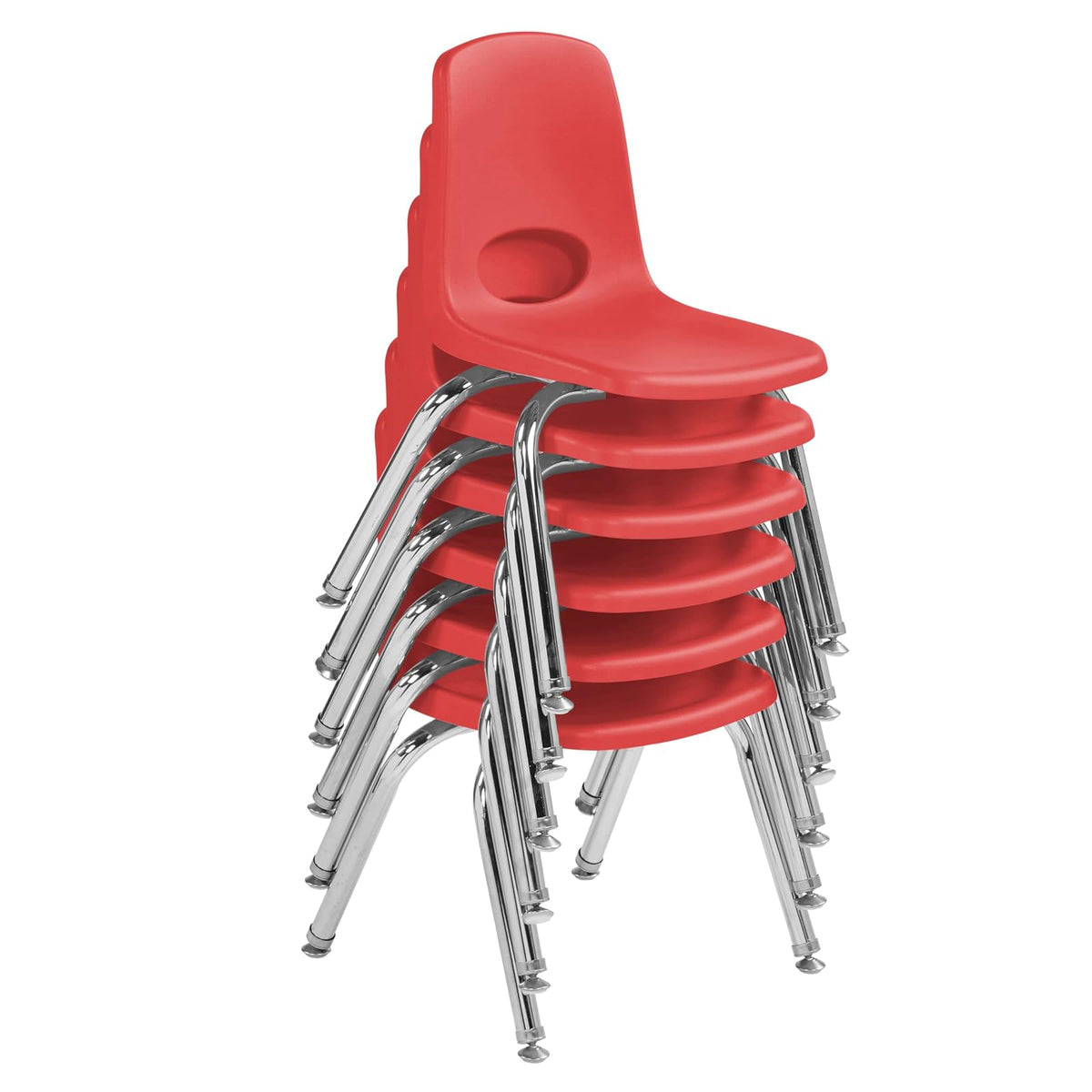 Silla de escuela apilable, sillas apilables para estudiantes con patas de acero chapado en cromo, deslizadores giratorios, Rojo, 30,48cm