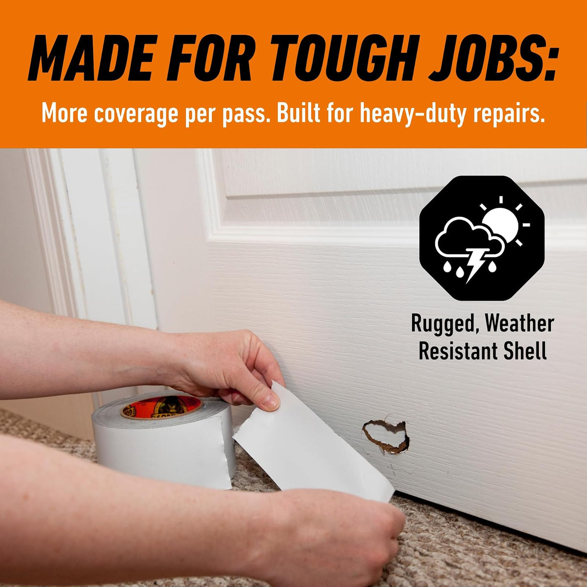 Gorilla Tape Tough & Wide, cinta blanca, 2.9 x 25 yardas (paquete de 1) – Resistente y resistente a la intemperie para interiores o exteriores