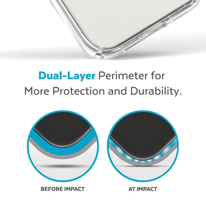 Speck Presidio Perfect Clear Funda Compatible con iPhone 14 Pro, Protección Caídas 4m, Bisel Elevado, Protección Antimicrobiana - Transparente