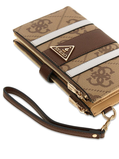 GUESS CARTERA LAUREL II SLG DBL ZIP ORGNZR MUJER CAFÉ ESTAMPADO SS7459157-LGW