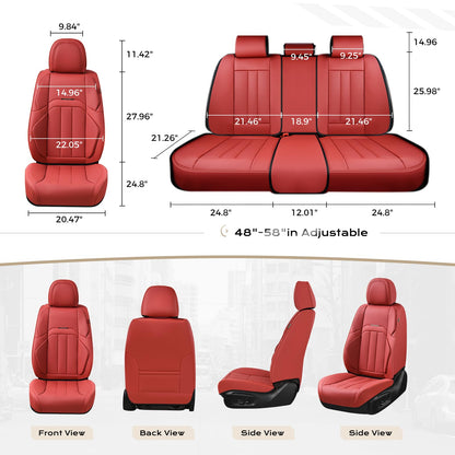 Coverado - Funda para Asiento de Automóvil, Funda para Asiento Delantero de Automóvil, Piel Premium, Ajuste Universal, Impermeable, cojín Antideslizante para la mayoría de los Automóviles, Color Rojo