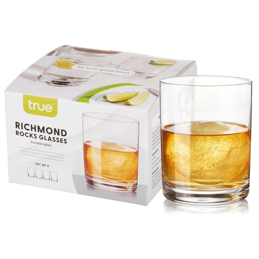 True Rocks Tumbler, Set of 4 for Old Fashioned Whiskey, Scotch Glasses, 12 oz