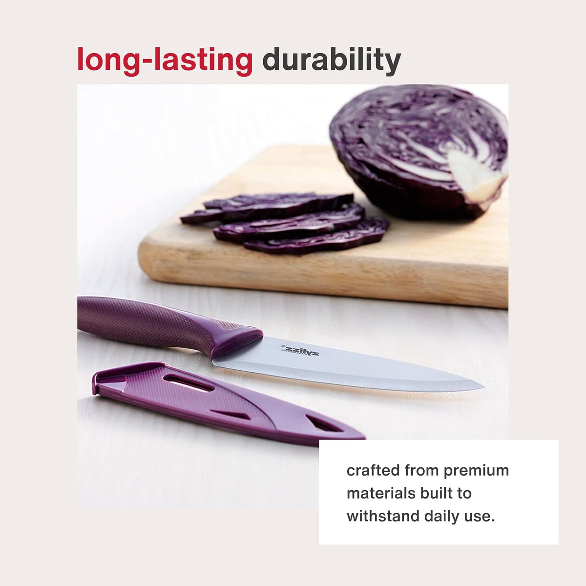 Zyliss - Cuchillos de cocina utilitarios con cubiertas de vaina, aptos para lavaplatos, cuchillos de cocina de acero inoxidable, perfectos para cortar carne, verduras y frutas, cuchillo utilitario de