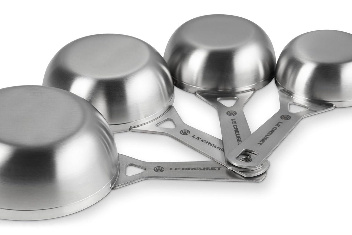 Le Creuset Juego de 4 tazas medidoras de acero inoxidable | El juego incluye: 1/4, 1/3, 1/2 y 1 taza