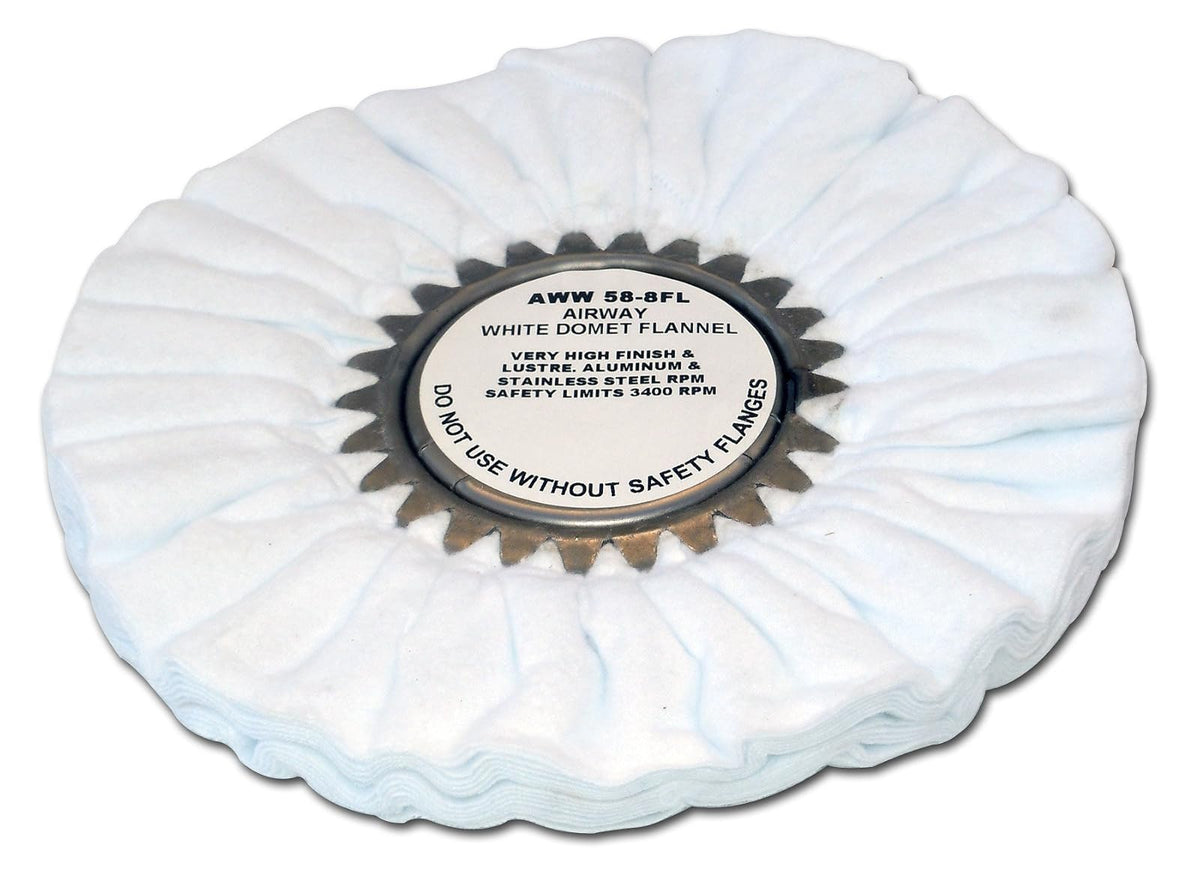 Zephyr Products Rueda de Pulido de Franela Blanca Domet AWW 58-8 FL - 8 - Blanco
