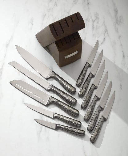 Cambridge Set de Cuchillos Nero Hammered Titanio 12 Piezas con Bloque, Acero Inoxidable, Lavado a Mano